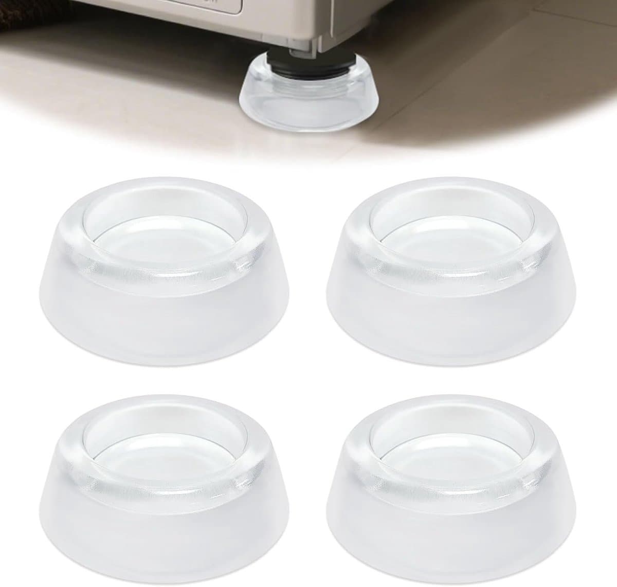 Anti-vibratie pads voor wasmachine en meubels - 4 stuks, slipvaste rubberen voeten, vloerbescherming voor banken en bedden — afbeelding 1