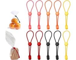 Set van 10 clips voor het sluiten van voedselzakken, elastische en verstelbare klemmen van rubber en kunststof, herbruikbaar, voor broodzakken, noedels en diepvrieszakken, 5 verschillende kleuren (13