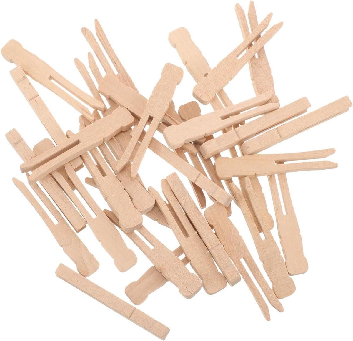 Houten Was Knijpers - Kledinghangers Clips - Kleding Drogen - Ronde Kop - 6.5 cm - Khaki — afbeelding 1