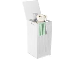 SureDeal® - Wasmand - Wasserij Kast Vrijstaande - Bovendeksel Eigentijdse Stijl - 30x30x61 cm - Wit