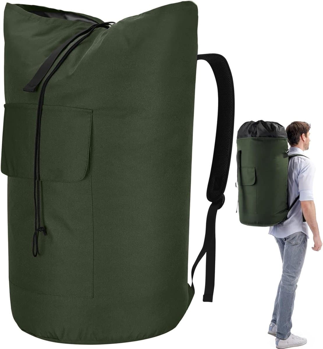 Grote Vuilwaszak XXL 115 Liter met 2 Gevoerde Schouderbanden, Opvouwbare Waszak voor Reizen, Ideaal voor Kleding en Beddengoed — afbeelding 1