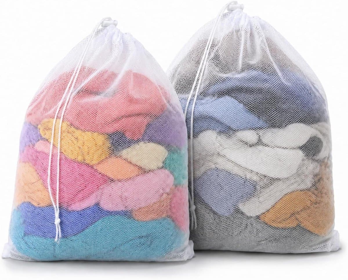 2 x Waszakken 70 x 90 cm met Trekkoord - XXL Wasnet voor Kleding, Wassen en Bescherming — afbeelding 1
