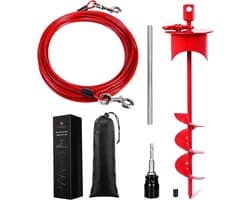 Grondanker Hond - Aanleganker - Buiten Beveiligen - Robuust Roestvrij Staal - 44 cm Lengte - Rood