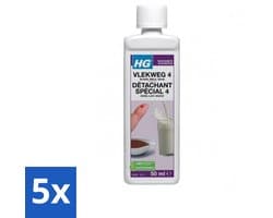 5 x HG - Wasruimte - Vlekweg 4 - Bloed, Melk, Saus - 50 ml - Vlekken Verwijderen - Bloedvlekken Verwijderen - Melk Vlekken Verwijderen - Saus Vlekken Verwijderen - Textiel Reinigen