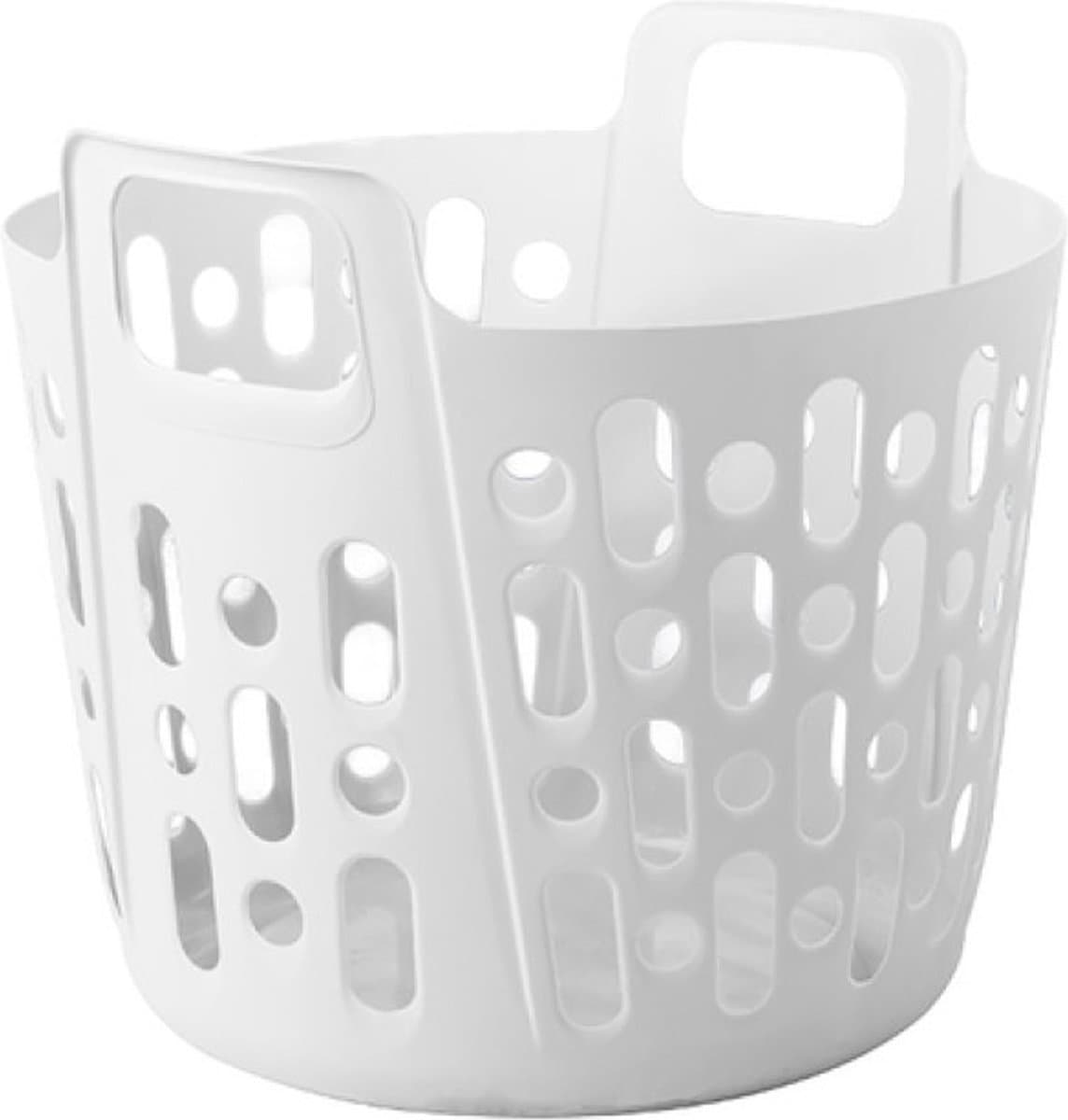 Flexibele wasmand - wit - 35 liter - kunststof - 39 x 41 x 36 cm — afbeelding 1