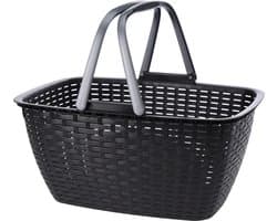Wasmand - antraciet grijs - met hengsel - 27 liter - 43 x 30 cm - kunststof - Huishoud - De was doen - Wasgoedmanden