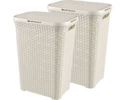 Curver Style Wasmand met Deksel - 60L - 2 stuks - Wit