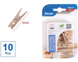 Decopatent - 10 Stuks Mini Fotoknijpertjes - 35mm Lang - Kaartknijpertjes - Kleine mini wasknijpers - Hout - Kaarten Kerstkaart knijpers - Houten clips voor fotos — afbeelding 1