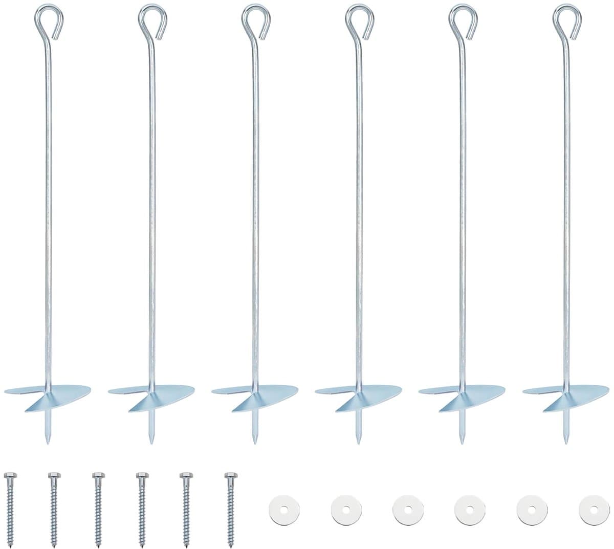 vidaXL - Aardanker - 6 - pcs - Zilverkleurig - Ø10 - x - 50 - cm - Gegalvaniseerd - Metaal — afbeelding 1