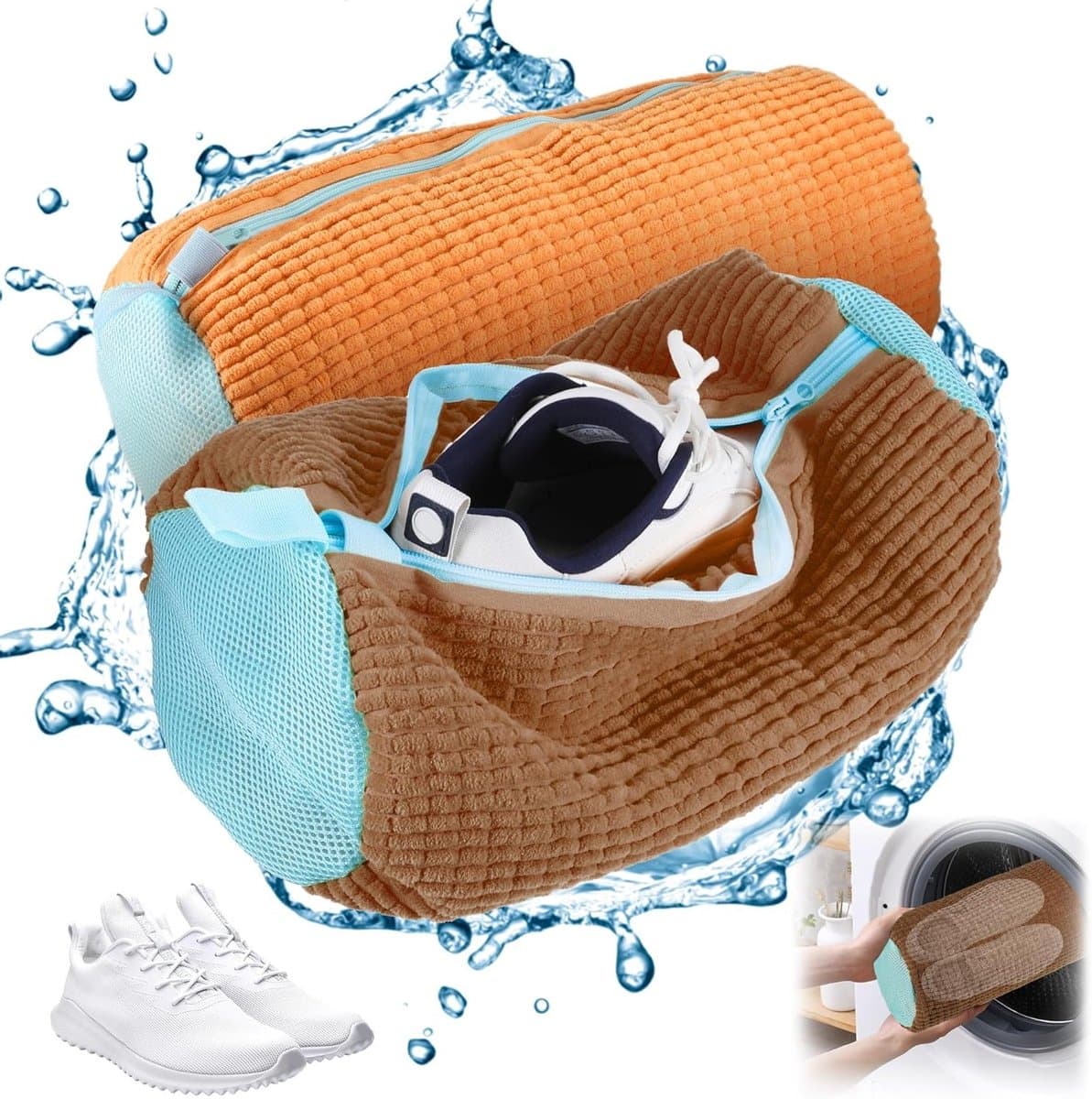 Schoenwaszak voor de Wasmachine, Ideaal voor Sneakers en Sportschoenen, Meerdere Kleuren en Zipper, Beschermt en Reinigt Schoenen tijdens het Wassen — afbeelding 1