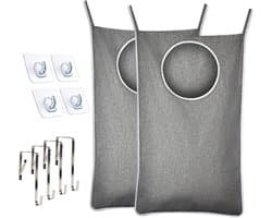 Set van 2 Waszakken voor Achter de Deur, 92 x 57 cm, Ruime Hangende Wasmand, Opbergtas met Rits, Ruimtebesparend voor Slaapkamer en Badkamer