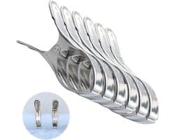 Set van 6 RVS Kledingknijpers van 12 cm, Ideaal voor Handdoeken, Strandlakens en Voedselverpakking — afbeelding 1