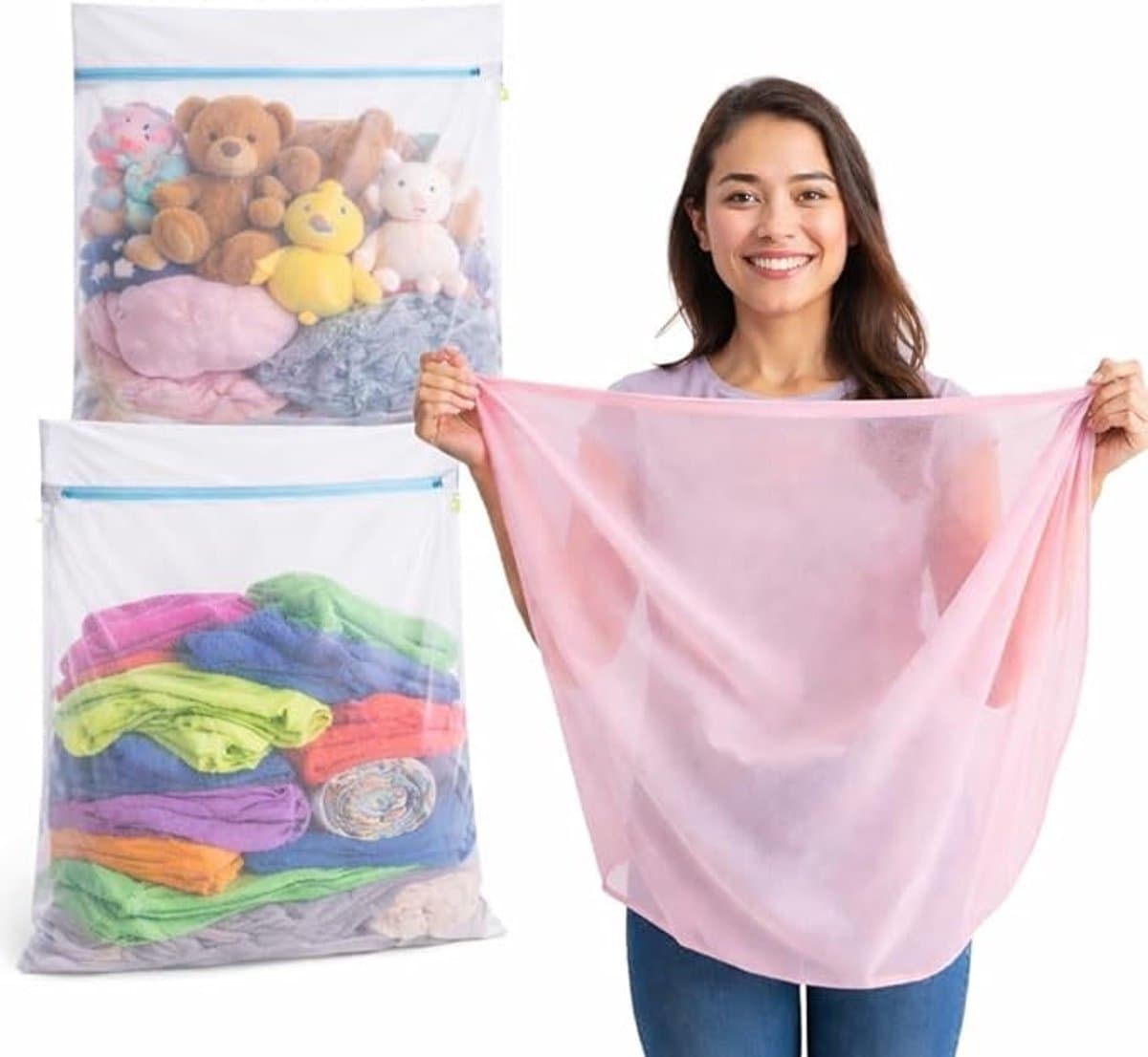 2 x XXL Premium Wasnet, 60 x 90 cm, Groot, Net Voor Wasmachine, Waszak In Verschillende Maten, Met Ritssluiting — afbeelding 1