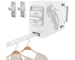 Intrekbare Waslijn - Draagbare Kledinglijn - Kleding Drogen - 34 Winddichte Ophangpunten - 13 Meter - Wit