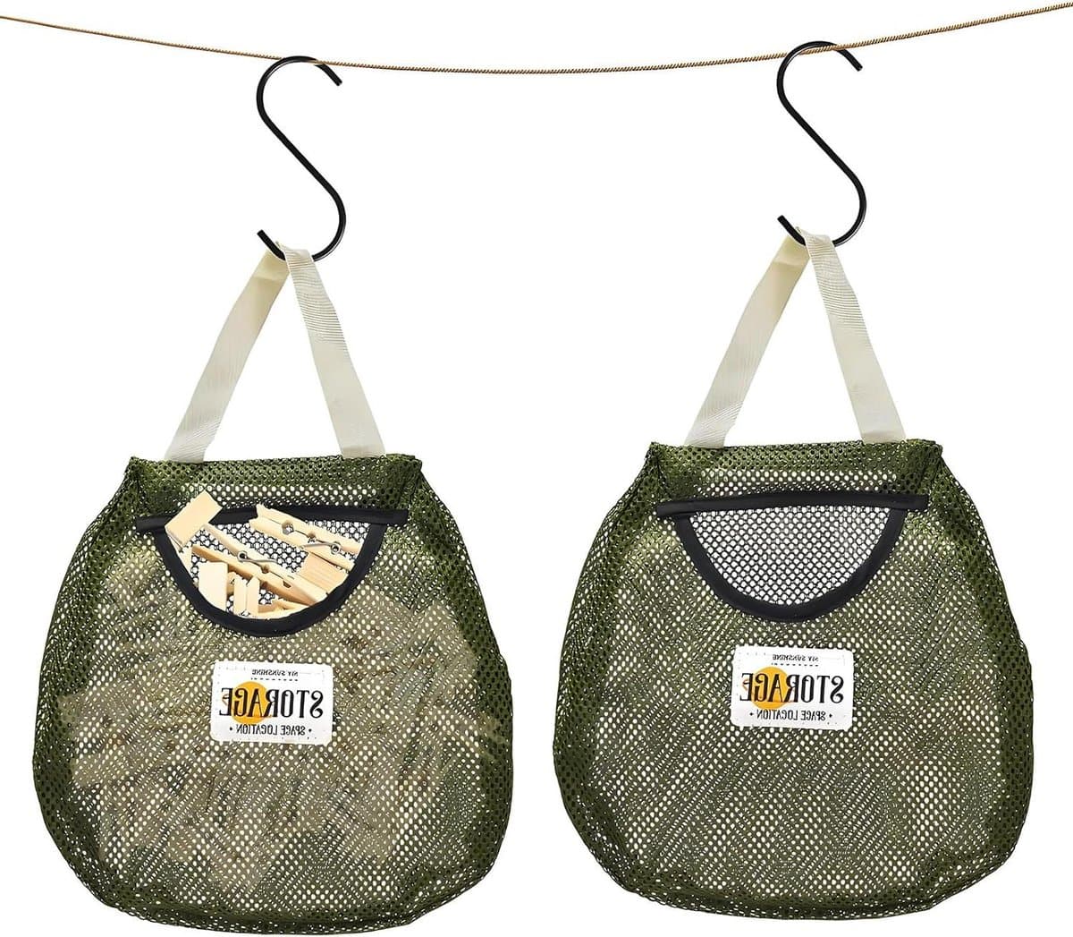 Wasknijperhouder - Peg zak - Kleding ophangen - Mesh ontwerp - 28 x 30 cm - Donkergroen — afbeelding 1