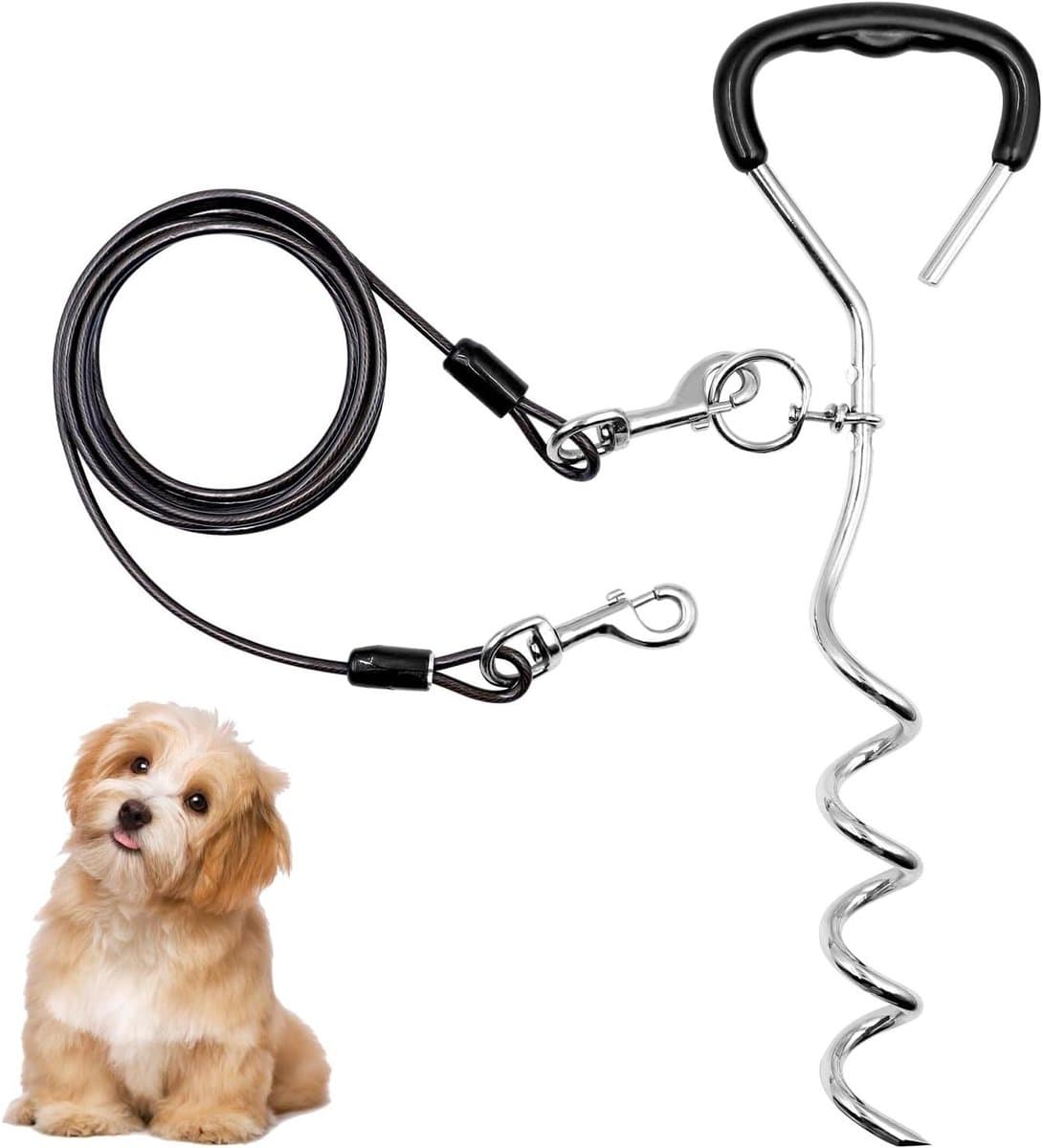 Bodemanker Hond - Grondanker Aanlegpaal - Hond Veilig Vastzetten - Heavy Duty - 43 cm - Zwart — afbeelding 1