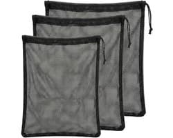 Set van 3 waszakken met trekkoord van polyester, ideaal als speelgoedzak of organizer voor beddengoed en kleding