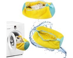 Waszakken voor schoenen, 2 stuks, herbruikbare waszak met ritssluiting voor efficiënte reiniging en bescherming van schoenen, geel