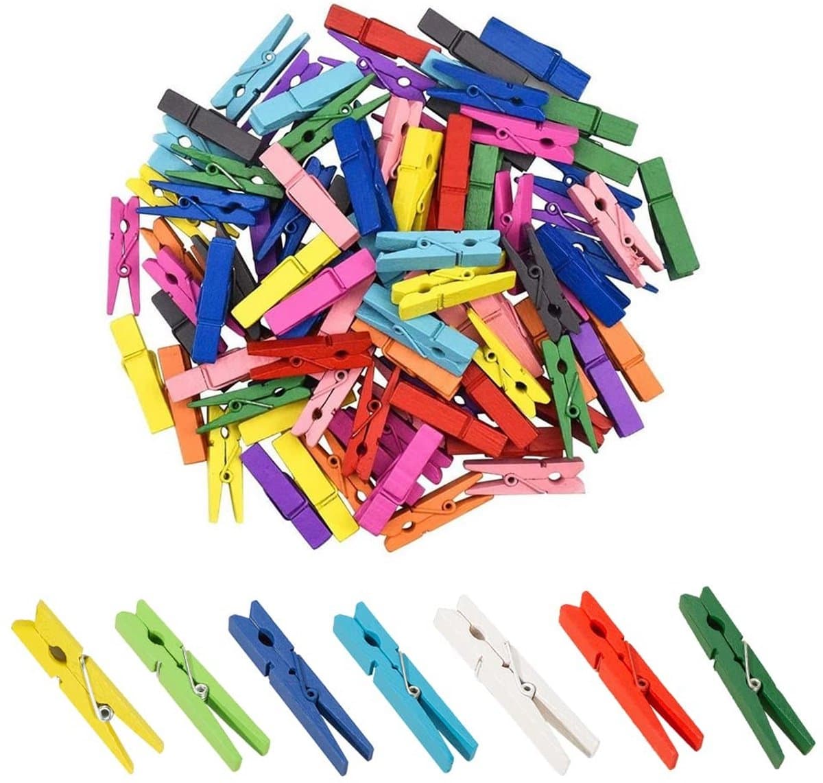 ZEYNOMAX- Wasknijpers 100 stuks - Mini-houten Klemmen - Kleurenmix - Sterk en Duurzaam - Perfect voor Fotoophangingen - Lichtgewicht — afbeelding 1