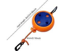 Waslijn Geschikt voor het traceren van wasgoed, draagbare, uitschuifbare waslijn Geschikt voor kampeerkleding, antislip henneptouw, 8 meter, oranje.