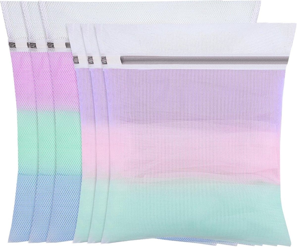 Wasnet voor wasmachine - 6 stuks waszakken met ritssluiting in 2 maten voor overhemden, truien, jeans en babykleding — afbeelding 1