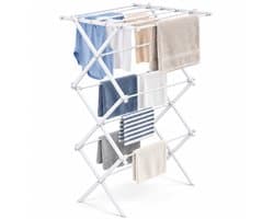 BOTC Droogrek Inklapbaar - Staand Wasrek met 9 Meter Drooglengte - Compact Opvouwbaar Droogrek voor Wasgoed - Metaal - Wit