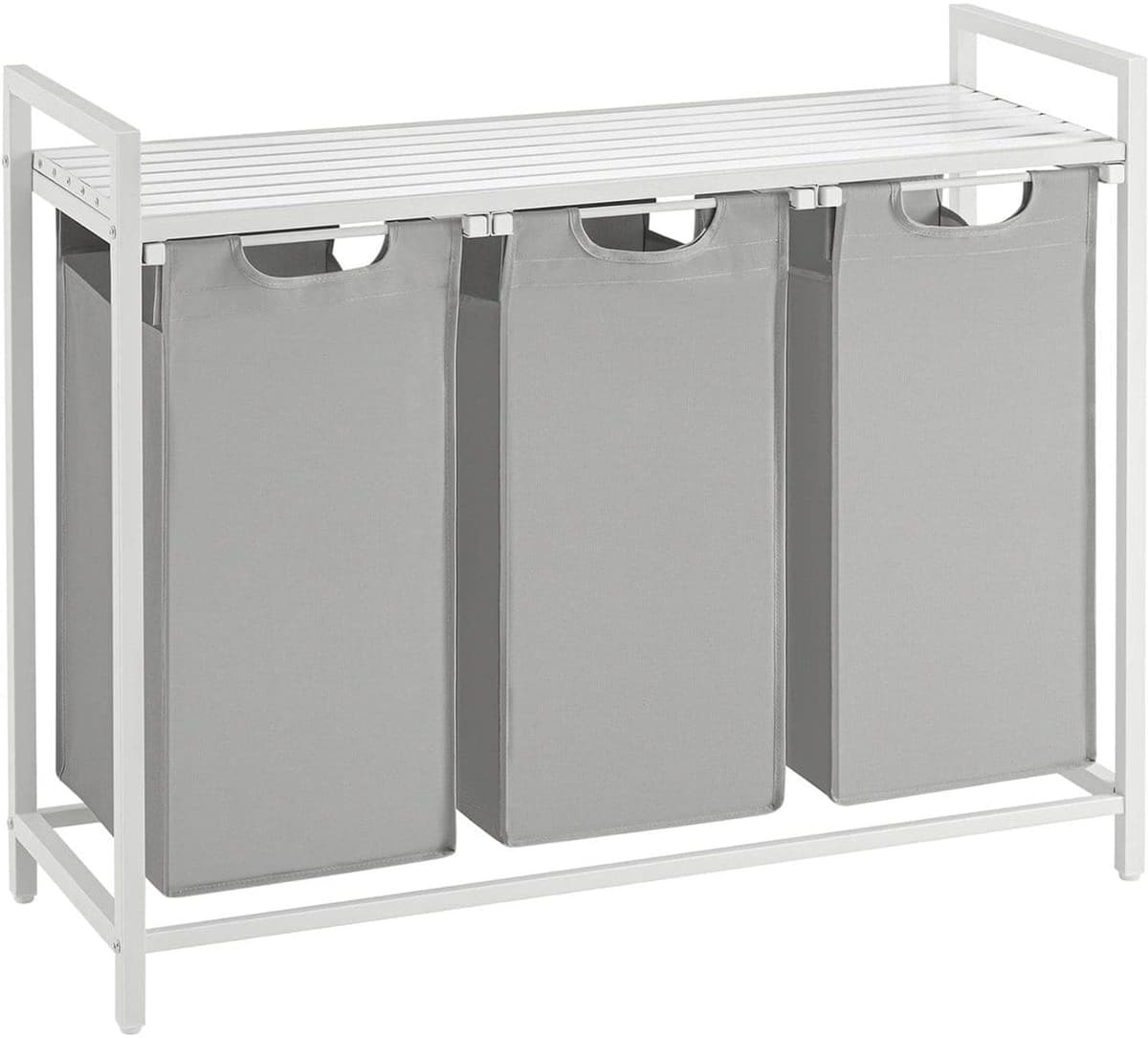 Klarven® Wasmand Grijs - Wasmand 3 Vakken - Wasmand met Vakken - Wasmanden - Laundry Basket - Opbergmand 114 Liter - Draagvermogen 20 kg — afbeelding 1