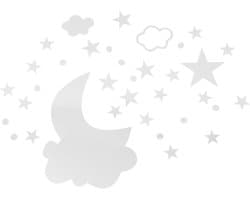 1set Maan Cloud Muurdecoratie Stickers Zilveren Acrylaat Maanvormige Wanddecoratie Voor Woonkamer Badkamer Slaapkamer Herbruikbaar Eenvoudig Aan Te Brengen