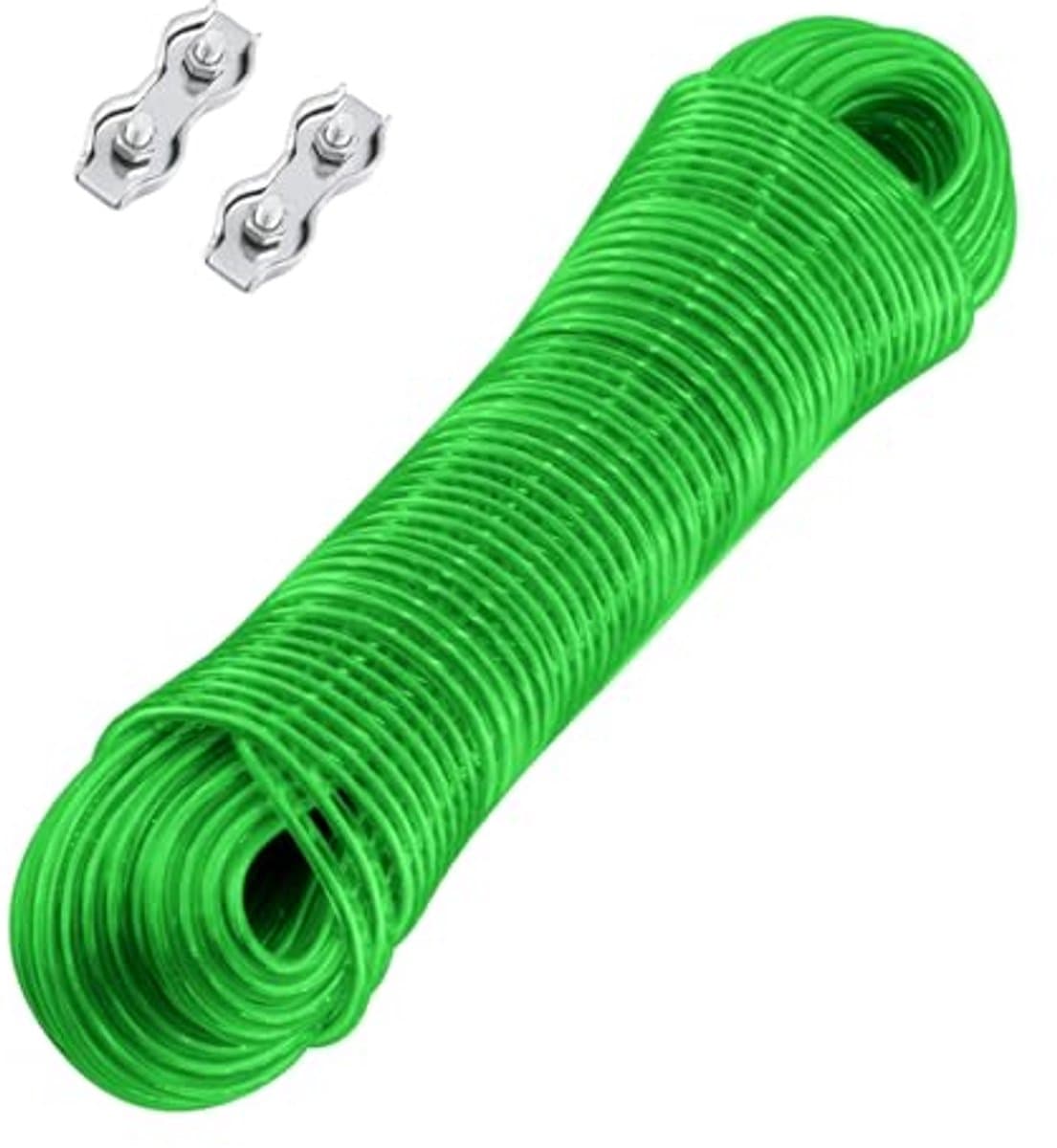 Waslijn 30 m met stalen kern en 2 spanners - Extra sterk voor balkon en tuin - Draagvermogen 120 kg — afbeelding 1