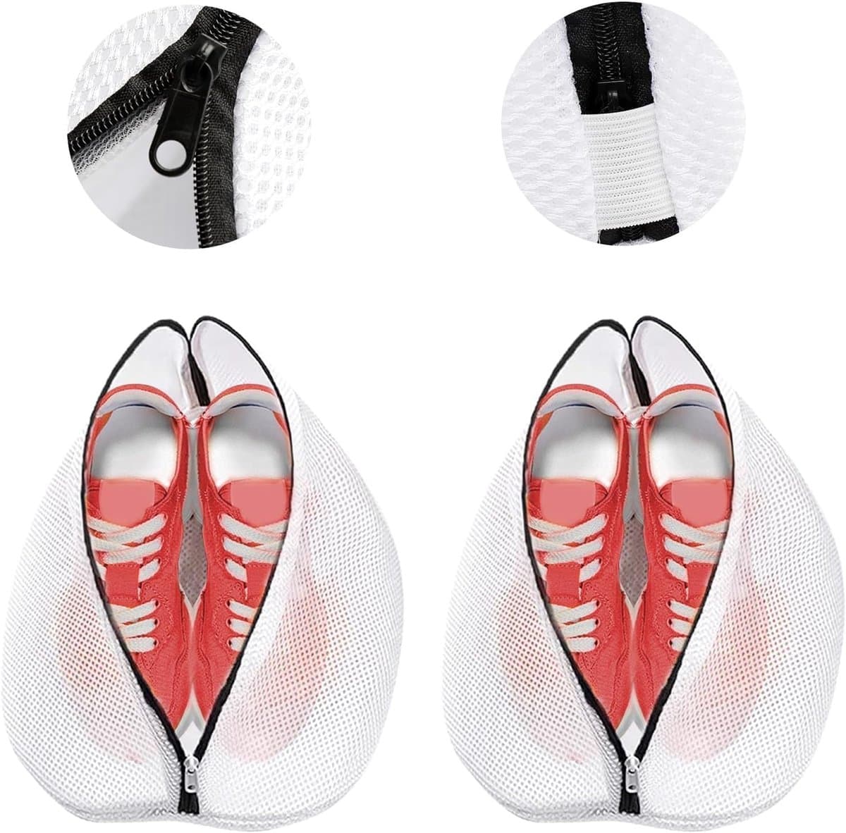 2 stuks - Schoenen Waszak - 42*24*24 cm - Wasnet voor Schoenen - Schoenwaszak - voor schoenen of sneakers - wasnet zakken - schoenen waszak opbergruimte - bescherm uw schoenen tegen beschadigingen - waszak - voor het wassen, opbergen en reizen - wit — afbeelding 1