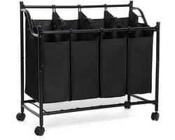 Hoppa! - Wasmand met vakken - Zwart - Polyester - 87,5 x 38,5 x 81 cm
