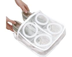 1 Pack Schoenen Waszak - Schoenen Waszak - Sneaker Wasmachine Zak - Hoge Kwaliteit Waszak met Ritssluiting - Herbruikbare en Duurzame Schoenen Waszak met Ritssluiting - Waszak voor Alle Schoenen-M - Wit - 26X25X7.5cm