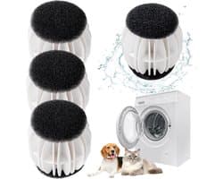 Wasballen - Wasmachine Huisdierhaarverwijderaar - 4-pack - Wasmachine pluisballen - Voorkomt dat kleding in de knoop raakt - Geschikt voor huisdierhaar zoals katten en honden - Herbruikbaar - Gebruikt om huisdierhaar uit kleding te verwijderen