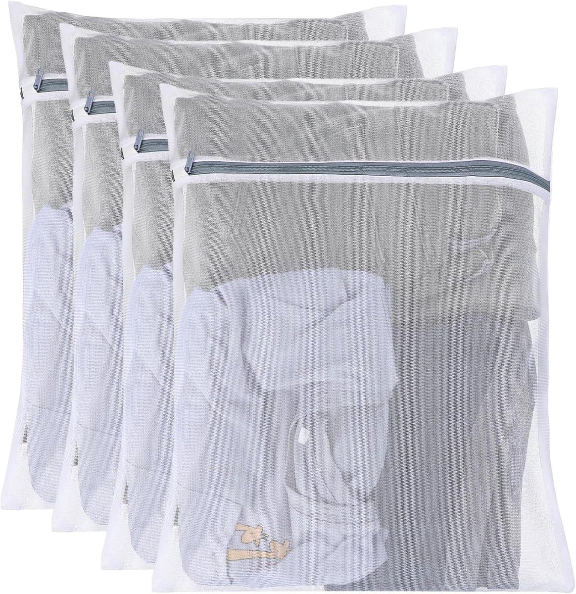 4 stuks klein wasnet voor wasmachine - 30 x 40 cm - waszak met ritssluiting - netwaszak voor beha en sokken — afbeelding 1