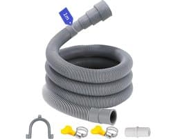 Drain Hose Extension 1/1.5/2/2.5/3/4/5/6 m - Afvoerslang voor Wasmachine - met Beugelaansluiting en Slangklemmen - Uitbreidbare Afvoerslang voor Wasmachines en Vaatwassers - 1 m