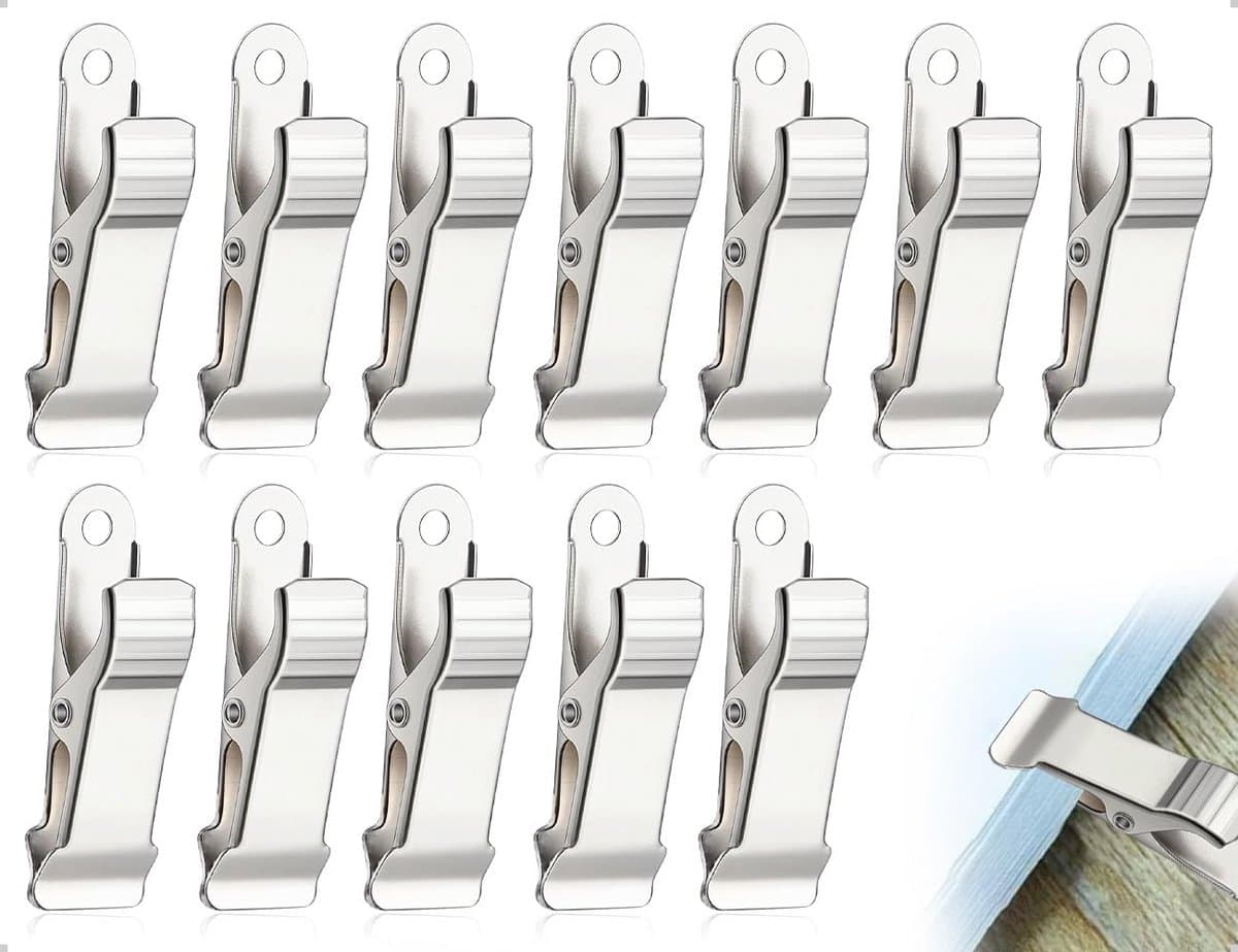 Set van 12 Metalen Klemmen - Kleerhangers Clips voor Foto's, Snacks en Knutselen - Sterke Krokodillenklemmen — afbeelding 1