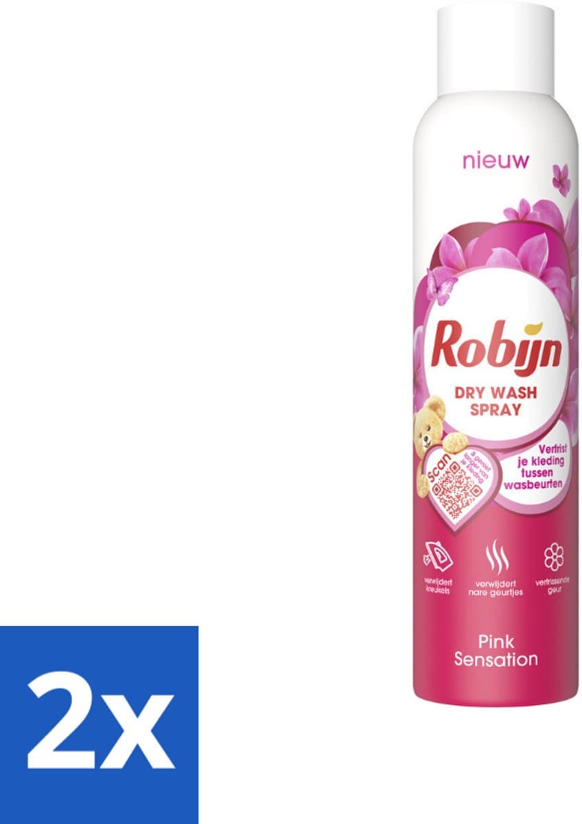 Robijn - Pink Sensation - Dry Wash Spray - 200 ml - Voordeelverpakking - 2 stuks — afbeelding 1