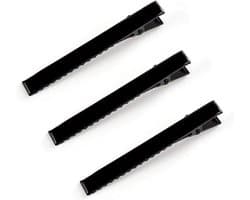 50x Zwarte Alligator Haarclips Enkele Haak - Plat Metalen Eendensnavel Haarspeldjes voor Knutselen en Styling (7,5 cm)