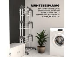Opvouwbare Droogtower met 4 Niveaus en Wielen - Ruimtebesparend RVS Droogrek