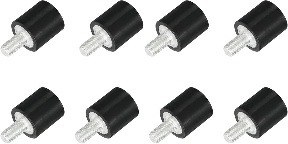 Rubberen Houders - Trillingsisolatoren - Apparaten Dempen - Cilindrisch Ontwerp - M3 x 8 mm - Zwart Zilver — afbeelding 1