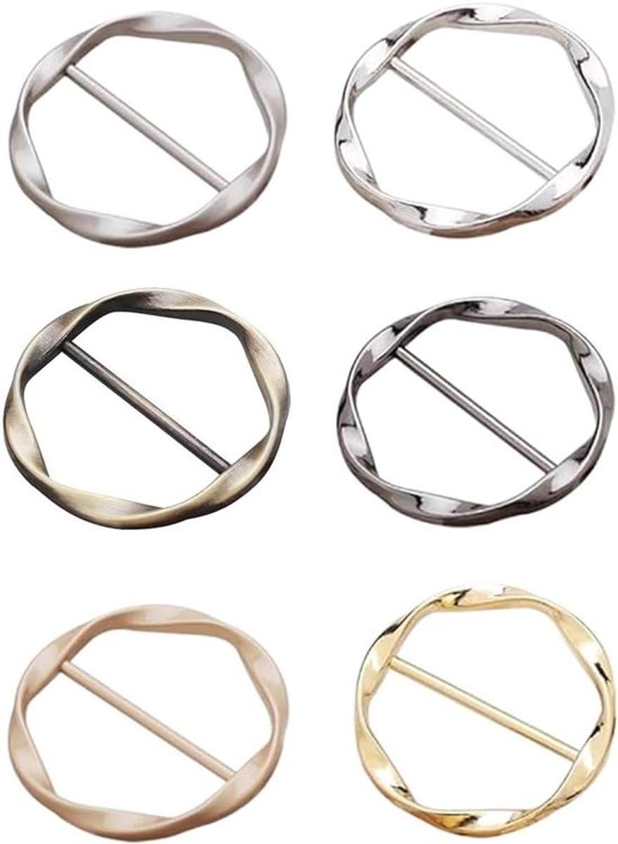 Metalen kledingringen voor dames en meisjes - Set van 6 - Stropdassen clips - Zijden sjaalringen -T-shirtclips - Kledingaccessoires — afbeelding 1