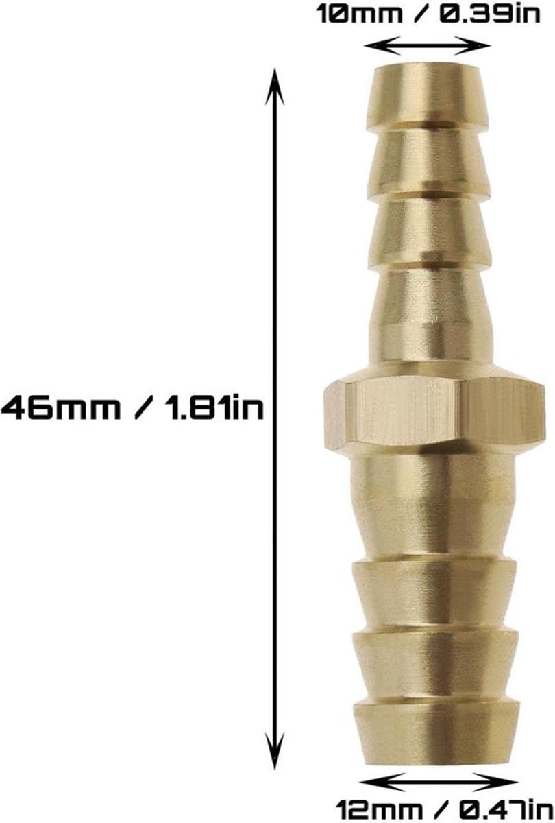 Messing Aansluiting - Reductor Barb Slang Fitting - Goud - Slang Verloopstuk - Geschikt voor Water Gas Olie Luchtbuis - 2 stuks — afbeelding 1