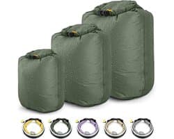 Waterdichte droogtasset - lichte kanozakken droge zak, roltop operationele tas, 3 stuks spullen voor kajakken, varen, varen, wandelen, kamperen, reizen, backpacken, Groen, Enkel, Eenvoudig