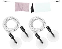 Intrekbare Waslijn - Reiswaslijn Drooglijn - Kleding Drogen - Met Haken Zuignappen - 2.8 Meter Uitrekbaar - Wit