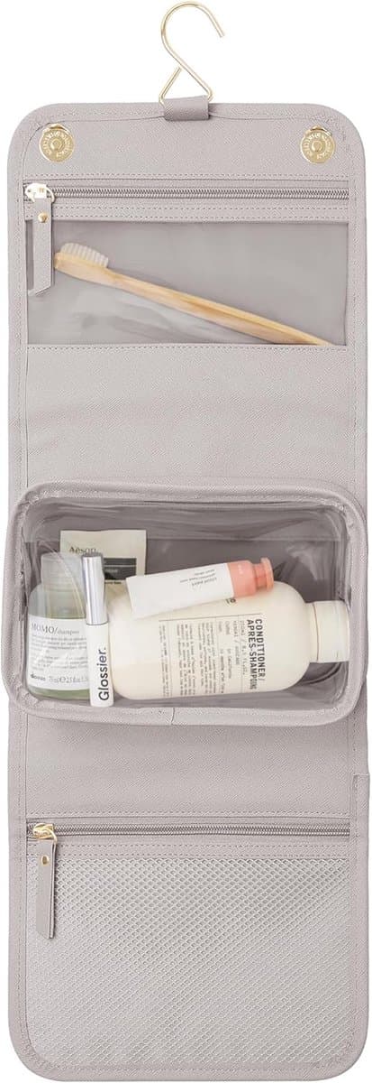 Thijox - Kleine Hangende Waszak Taupe, Opbergzak voor Kleding, Wasgoed, Handdoeken, Compact en Ruimtebesparend, Ideaal voor Badkamer, Kampeer- en Thui — afbeelding 1