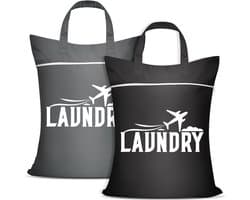 Grote Waszak - Reis Waszak - Kleding Sorteren - Waterdicht Materiaal - 2 Stuks - Zwart Grijs