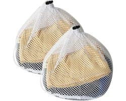 Mesh Waszak - Rood - 30 x 40 cm - Draagbare Waszak met Trekkoord - Voor Kleding en Beddengoed
