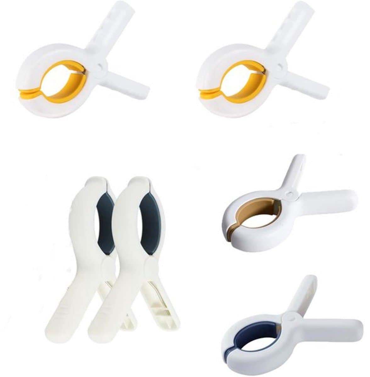 Handdoekclips 6 stuks - Antislip - Duurzaam - Voor bevestiging - Voor grote voorwerpen - Roestvrijstalen veer - 9,5 x 6,5 x 1,8 cm - Wasknijpers — afbeelding 1