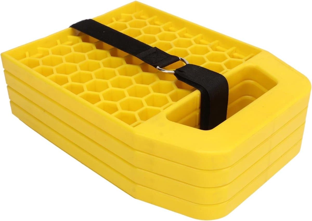 Stabilisator Jack Pads - Nivellerende Blokken - Ondersteuning Voertuig - Stapelbaar Ontwerp - 4 Stuks - Geel — afbeelding 1