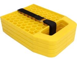 Stabilisator Jack Pads - Nivellerende Blokken - Ondersteuning Voertuig - Stapelbaar Ontwerp - 4 Stuks - Geel